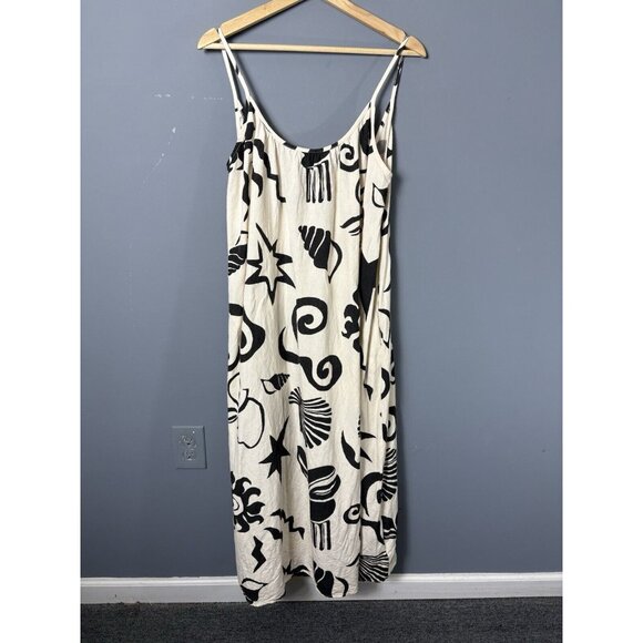 *FLAW, READ* UNTITLED IN MOTION Womens XXL Ophelia Abstract Dress Bamboo/Linen - Picture 2 of 11